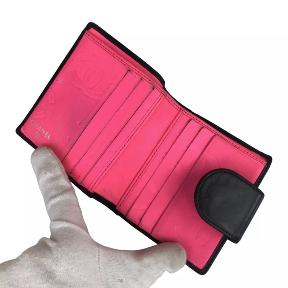 CHANEL Wallet Bifold wallet Cambon line Black Coco mark Leather Authentic - Picture 10 of 16